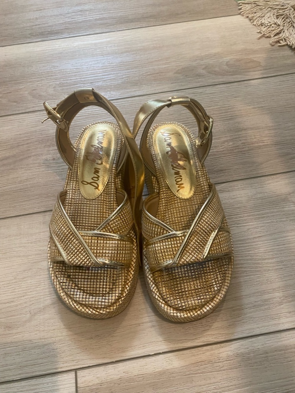 Sam Edelman Metallic Gold Woven Slingback Sandals